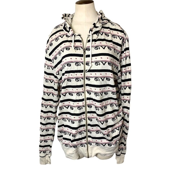 URBAN outfitters BDG cream tribal print knit jersey zippered hoodie sweater M - Picture 1 of 8